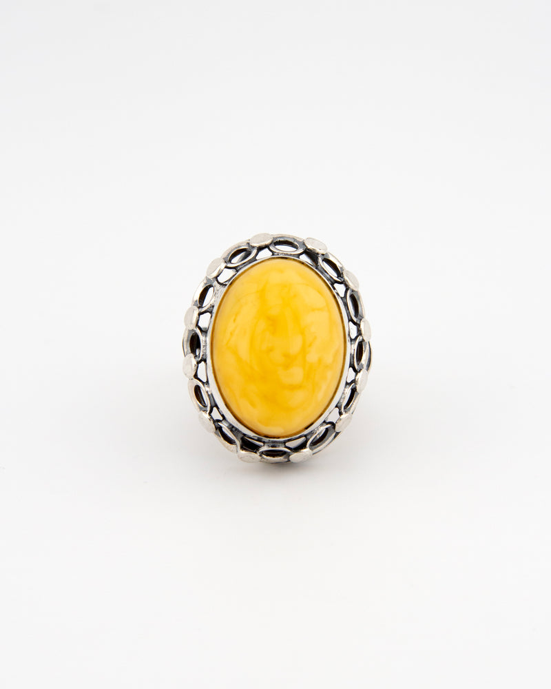 Boho ring – Milky Amber