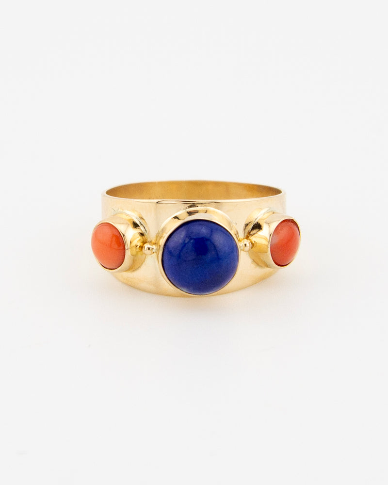 Trio ring – Lapis lazuli & Corals