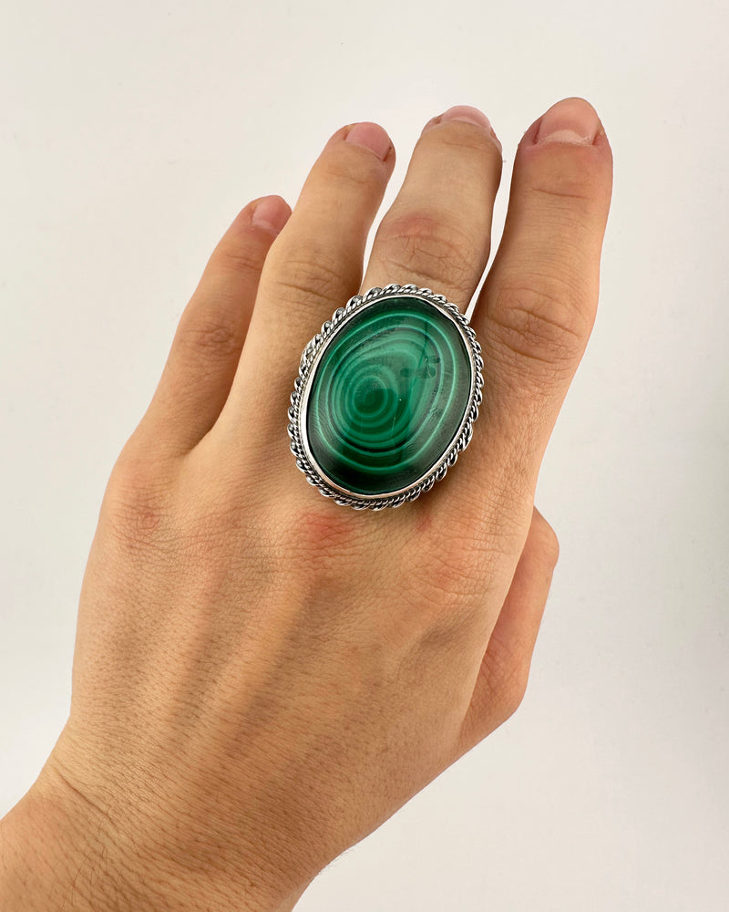 Boho ring – Malachite