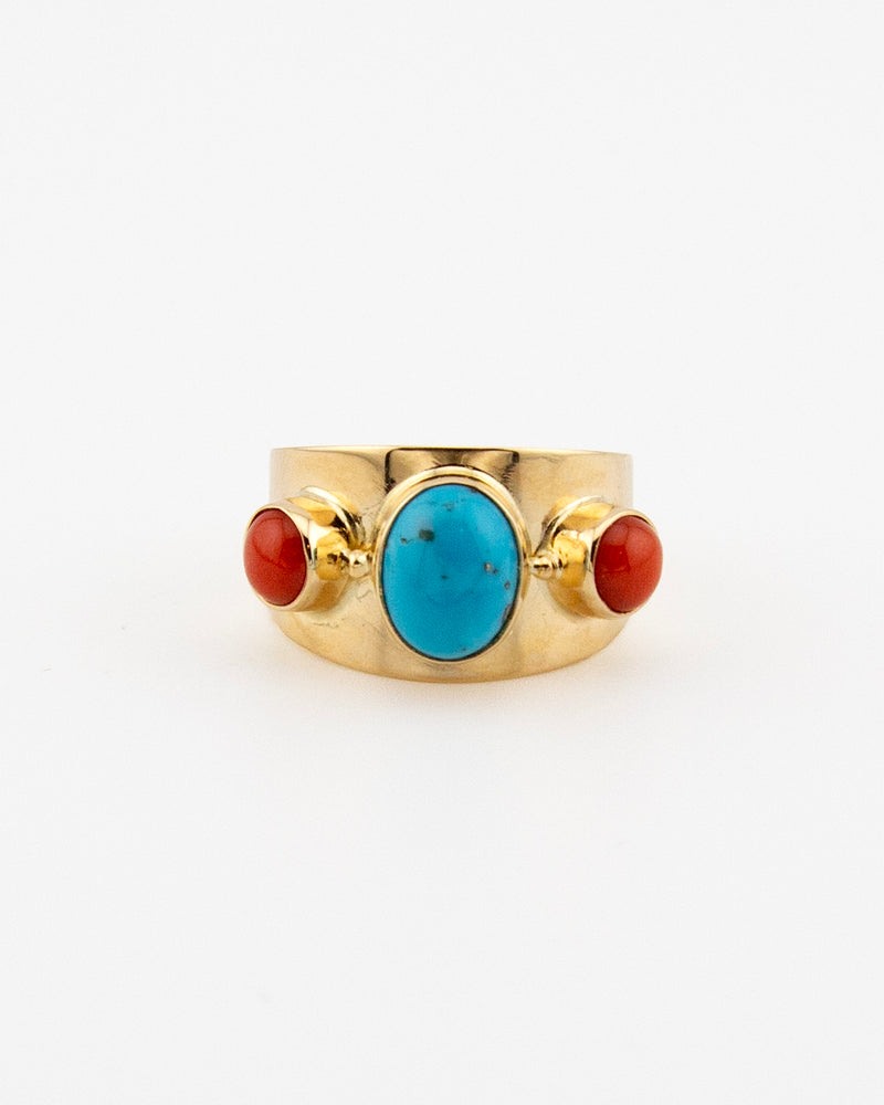 Trio ring – Turquoise & Corals