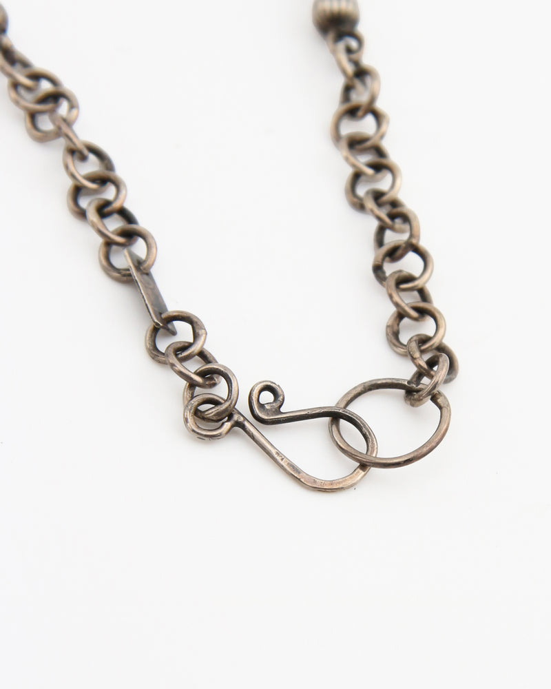 Silver necklace with ambers
